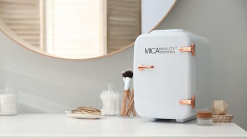 Mica Beauty Mini Skincare Refrigerator-Thermo Electric Cooler and Warmer perfect for a Bedroom, Dorm, Office,Desktop and Travel 4 Liter