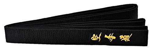 Black Belt SHIMOJI OKINAWAN 100% Cotton With Embroidery in Japanese 300cm For Men/Women Karate, Kickboxing, Shotokan, Shito-Ryu, Goju Ryu,