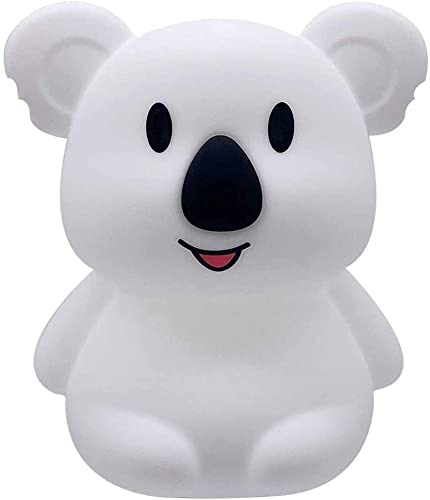 Tianhaixing Animal-Shaped Night Light, Rechargeable LED Soft Silicone (BPA Free) Bedside Lamp for Children/Adults, Adjustable Brightness and 9 Colors by Touch Control & Remote Control (Big Koala)