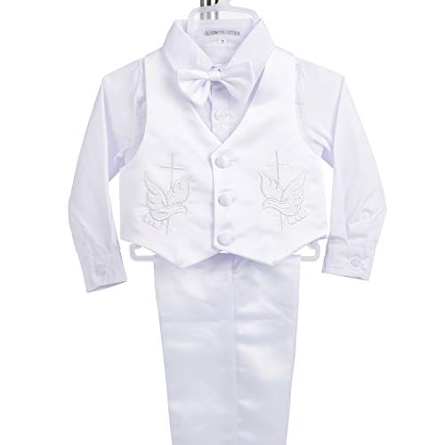 Lito Angels Baby Jongens Satijn Doop Outfit Formeel Wit Pak met Kap Vest Vlinderdas 5 Stukken Set Leeftijd 3-24 Maanden… - Image 4