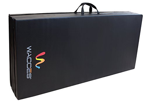 Wacces Pu Leather Gymnastics Gym Fitness Exercise Tumbling/Martial Arts Folding Mat, Black - Thumbnail 2