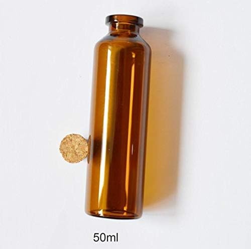 FidgetFidget 20pcs 50ml Empty Sample Brown Glass Bottles with Corks Jars Wishing Bottles