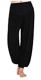 Women's Wide Leg Palazzo Long Bloomers Baggy Yoga Pants (L, Black)