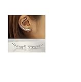 Amaer 7 Crystals Ear Cuffs Hoop Climber S925 Sterling Silver Earrings Clip-Ons Earring