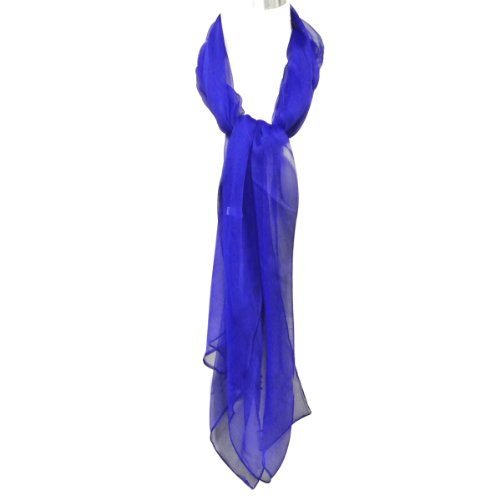 Wrapables Solid Color 100% Silk Long Scarf, Royal Blue