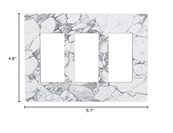 White Gray Marble 3 Gang Triple Rocker/Decora Light