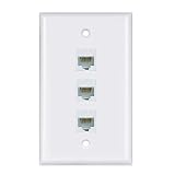 Ethernet Wall Plate 3 Port - Ethernet Cat6 RJ45 Wall Plate Wall Plate Female to Female - White