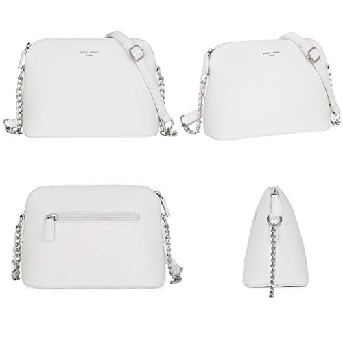 David Jones - Small Shoulder Bag for Women Chain – PU Leather Messenger Crossbody Bag – Clutch Bag Evening Clutch Bag Fashion – Shopping Travel Bag – White