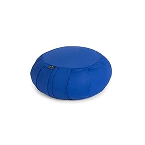 Yoga Studio European Organic Zafu Round Cushion – 35 x 18cm, Buckwheat Cushion with Cotton Cover, Built in Carry Handle. Yoga Accessories