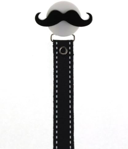 Crystal Dream Funny Black Stylish Baby Boy Pacifier Clip with Matching Ribbon 8 Inch (RFUN2)