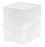 IRIS USA, Inc. IRIS Easy Access Men's Shoe Box, 2 Pack, Wide, Clear