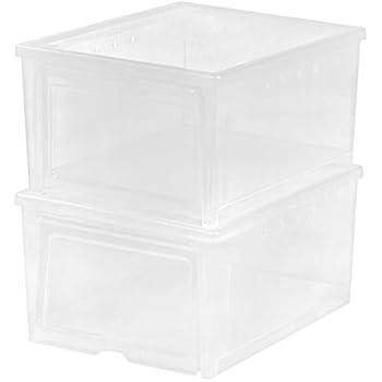 IRIS USA, Inc. IRIS Easy Access Men's Shoe Box, 2 Pack, Wide, Clear