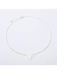 Dainty Butterfly - Collar de acero inoxidable y plata de 16.0 in para mujeres y niñas