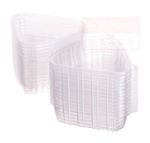 A World Of Deals Clamshell Pie Wedge Clear Hinged [50 Pack] Take-Out Plastic Go Cheesecake Containers [Size: 6" x 6" x 3"] - Thumbnail 4