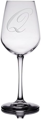 Initial Etched Wine Glass - Artisan Sand Engraved Monogram Design on 12.5 oz. Libbey Stemware (Letter: Q)