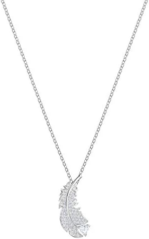 Swarovski スワロフスキー Nice クリスタル とシルバーロジウム・コーティング 羽根 ネックレス 38 cm