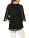 ACEVOG Womens Casual Scoop Neck Loose Top 3/4 Sleeve Chiffon Blouse Shirt Tops (XL, Black)
