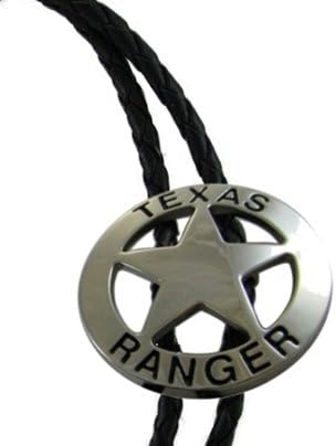 Bolo Tie: Replica of a Texas Ranger Peace Officer Badge with Star, Silver-tone