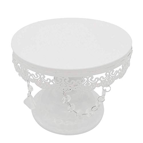 Set of 3 Cake Stand Metal Cupcake Holder with Pendants and Beads for Wedding Baby Shower Birthday Party Cake Dessert Candy Bar Display White