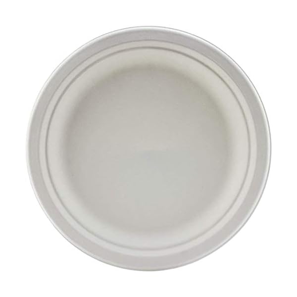 Good Life Bagasse Paper Plates - Extra Strength White Disposable Plates - 50 Pack 9" Party Plates - Biodegradable and Compostable in Home Compost - The Ideal Disposable Tableware