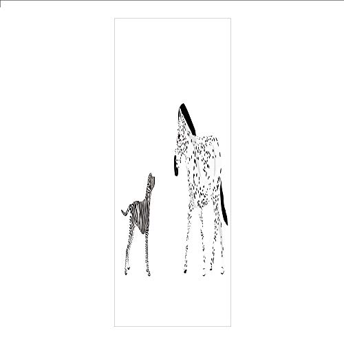 3D Decorative Film Privacy Window Film No Glue,Modern,Modified Animals Zebra with Dog Skin Fur Pet Zoo Wildlife Exotic Humor Art Design Decorative,Black White,for Home&Office
