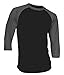 DREAM USA Men's Casual 3/4 Sleeve Baseball Tshirt Raglan Jersey Shirt Black/C Gray XL