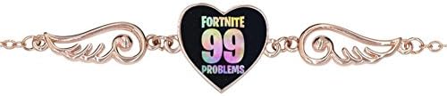 BlingDi Fashion For-tnite 99 Problems Art Design Heart Lucky Bracelet Jewelry