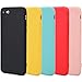 Wisdompro Case for iPhone SE 2022/2020, for iPhone 8, for iPhone 7, Bundle of 5 Pack Extra Thin Slim Fit Soft TPU Gel Protective Phone Case Cover for iPhone SE3/SE2/8/7 -Black, Aqua, Pink, Yellow, Red