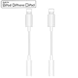 (Apple MFi Certified) Lightning to 3.5mm Headphone Adapter, 2 Pack Headphone Adapter Compatible for iPhone Xs/XR/X 10 8 7, 3.5 mm Connector Stereo, Support Music Control & Calling Function & iOS 12