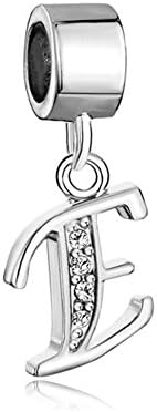 Mel Crouch A-Z Letter Charms Alphabet Initial Birthday Charms Rhinestone Spacer Beads For Bracelets (E)