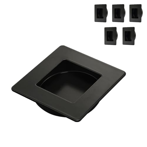 Photo 1 of HOMOTEK Square Recessed Sliding Closet Door Finger Pulls, Inner Diameter 2-1/8 Inch(54mm), Flush Handles for Pocket Door, Barn Door Handles,Drawer pulls(Black, 6 Pack)