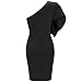Bodycon4U Women's One Shoulder Ruffle Sleeve Ruched Bodycon Party Club Dress Black 2XL