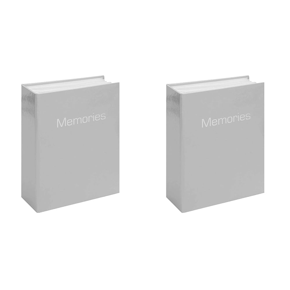 Widdop & Co Photo Album 80 4x6 Portrait Pictures - Grey Memories Slip in Photos, Grey,Silver, 17cm x 13cm x 5cm (Pack of 2)