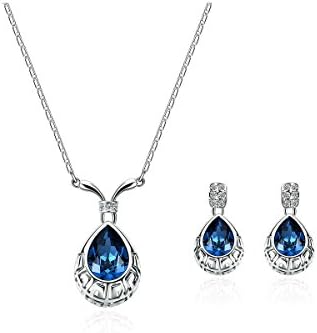 Jewelry Set Yonteia Blue Waterdrop Pendant Necklace and Earrings Valentine's Day Gifts For Women