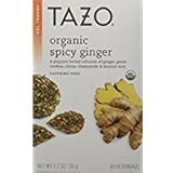 TAZO Organic Spicy Ginger Caffeine-Free Tea 20 tea bags per box(2 Pack),20 Count (Pack of 2)