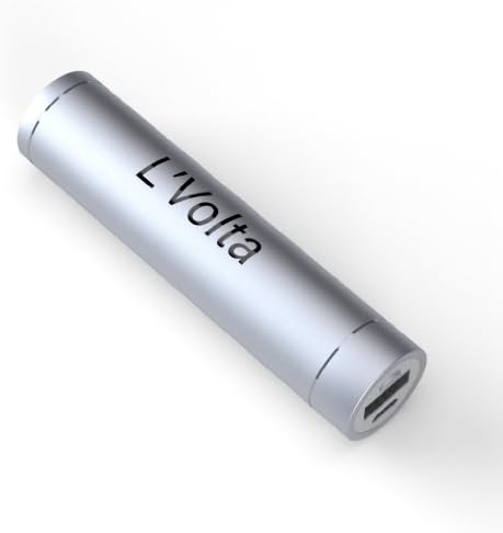 L'Volta Cell Phone Charger-3000mAh-Portable-Power Bank-Ultra Compact-Lipstick Size-for iPhone 4S-iPhone 5C-iPhone 5S-LG-HTC-Nokia-Samsung-Samsung Galaxy-Android-Micro-Mini-most Smartphones-Aluminum Case (adaptor not included for iPhone 5C/5S)