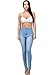 LOVER BRAND FASHION High Rise-Waisted Colored Destroyed Ripped Distressed Jeans Pants for Women Light Denim