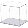 IDAFSA Clear Acrylic Display Case, Assemble Cube Display Box Stand with PVC Material White Base, Dustproof Protection Showcase for Collectibles Memorabilia Figurines (4*4*4inch;10*10*H10cm)