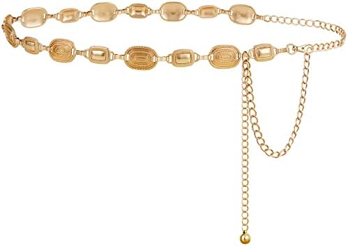 Bold Western Oval Stone Accent Conch Link Waist Chain Statement Belt Golden Oval Western Stone Concho Chain Belt – Cindy Jane  main image 4
