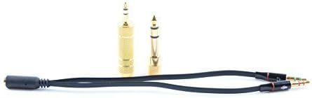 3.5mm Female to 2 Male Gold Plated Headphone Mic Audio Y Splitter Flat Cable with 6.35/3.5mm Jack Plug