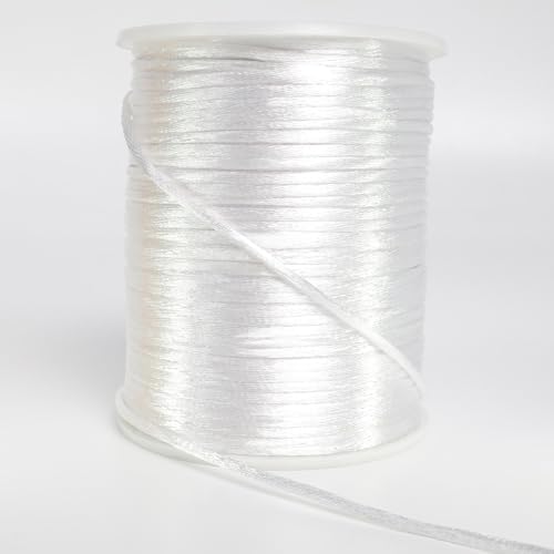2 mm x 330 Feet Satin Nylon Cord, Silky Smooth Nylon String for Jewelry Making Bracelet Necklaces Beading Thread Rattail Macrame Kumihimo Chinese Knot Craft