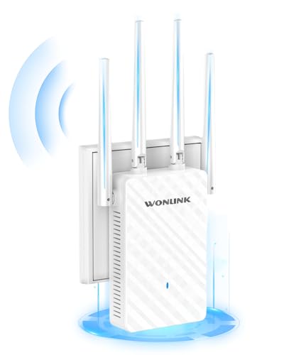 WONLINK WLAN-Verstärker, WLAN Repeater 1200 Mbps Dualband Internet Verstärker mit 4 Antennen, Ethernet-Port, WPS & MU-MIMO Unterstützt Repeater Router AP Modus Signalanzeige Ideal für Zuhause und Büro