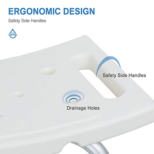 Zler Shower Chair, Adjustable Shower Seat 300lb, Medical Tool Free