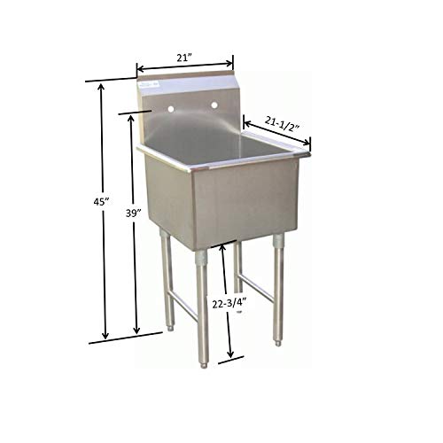 Ace 1 Compartment Stainless Steel Commercial Food Preparation Sink 18"W X 18"L Etl Certified (796762693597)