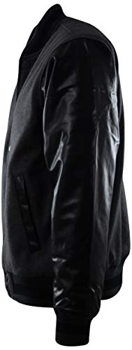 Mens Baseball Varsity Jacket with Detachable Hoodie (X-Large, 119-Charcoal/Black)