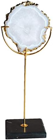 Decorholics Agate t-Light Stand (4 in x 4 in x 13 in,White, Black & Gold)