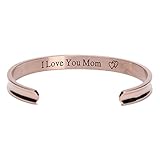 Mother's Day Gifts for Mom from Daughter, Son - 'I Love You Mom' Cuff Bangle Bracelets Gift for Birthday