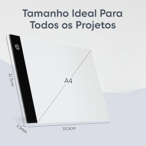 Mesa de Luz LED A4 Profissional para Desenho e Decalque – Prancheta Luminosa Ultra Fina com Controle de Brilho USB para Artistas, Tatuadores, Arquitetos e Artesanato Prancheta de Desenho