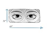 Car Windshield Sunshade by iShade: Large Size with Eye Design, Non Slip Mats, UV and Heat Protection, Silver Front and Black Backing, Zippered Carry Bag plus Free American Flag Keychain
