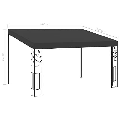 vidaXL Wand Pavillon Anbaupavillon Sonnenschutz Pergola Gartenpavillon Terrassendach Überdachung Gartenzelt Partyzelt 4x3x2,5m Anthrazit – Bild 7